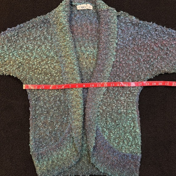Womens Colorful Short Sleeve Bouclé Cardigan Sweater S Mermaid Festival Y2K - Picture 8 of 11